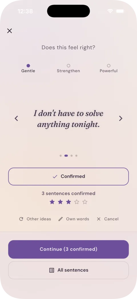 alligkeit app: a confirmed sentence in the feel check, becoming part of the session